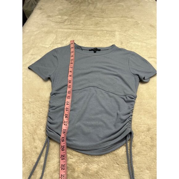 Mixed Threads Womens Ribbed Ruched Side Tie T-Shirt Top S Blue - Picture 6 of 6